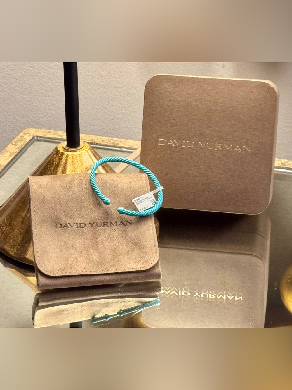 AUTHENTIC NWT David Yurman 4mm Aluminum Cable Bracelet – Turquoise, Size Medium